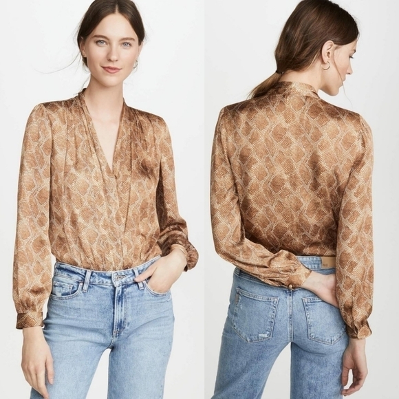 New Paige Sevilla Bronze Snake Print Bronze Bodysuit / Top NWT - Picture 1 of 15
